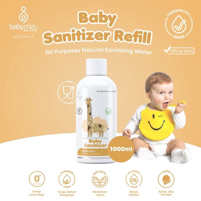 BABYMIZU Baby Sanitizer Refill Pack 1000 ml - Hypoallergenic Baby Sanitizer - 1