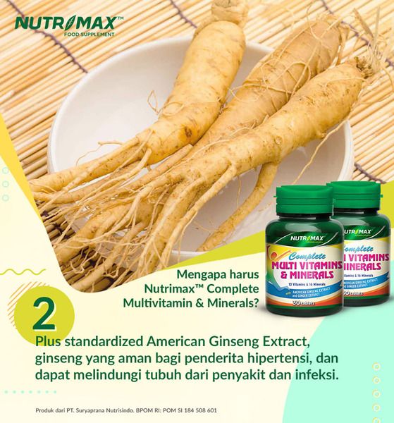 Nutrimax Complete Multivitamins & Minerals Vitamin Ginseng Hipertensi Antioksidan Vitalitas - 5