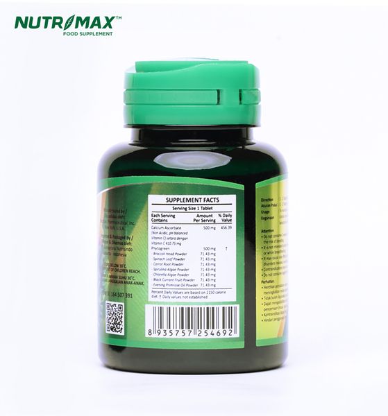 Nutrimax C+ Plus with Phytogreen 30 Tablet Imunitas Daya Tahan Kekebalan Tubuh Kesehatan Kulit Vit C - 3