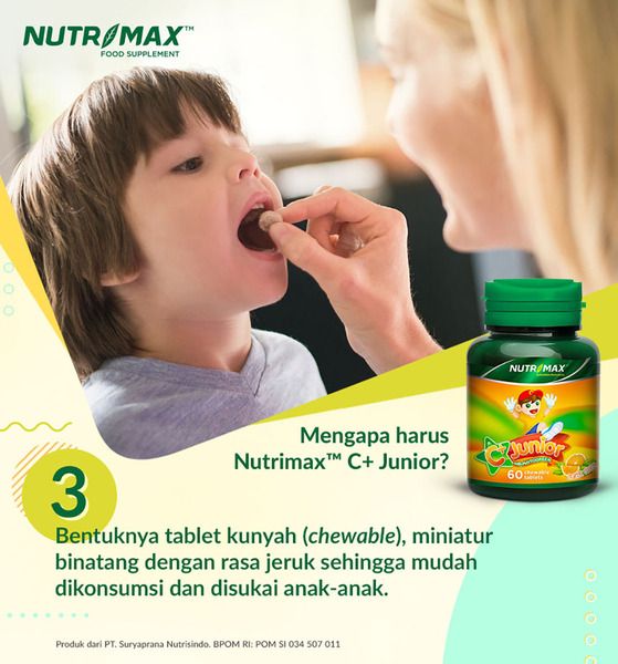 Nutrimax C+ Plus Junior 60 Tablet Kunyah Daya Tahan Tubuh Anak Antioksidan - 5