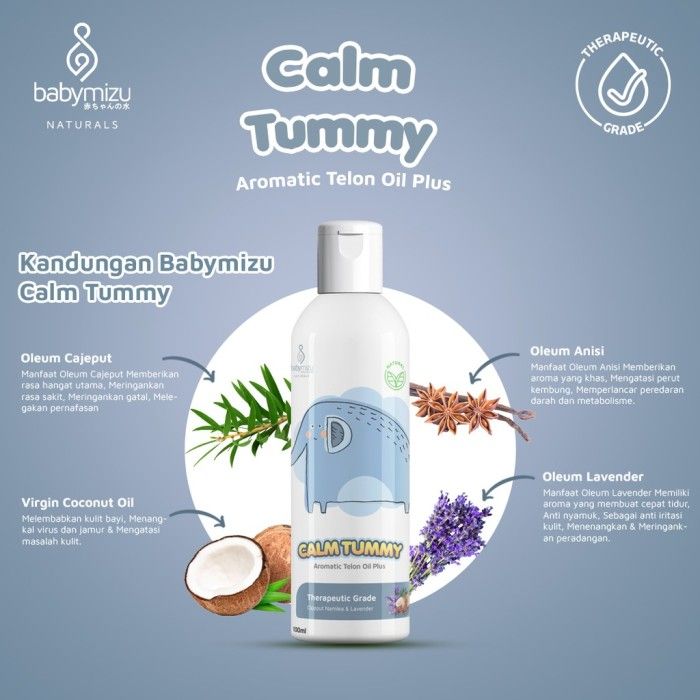 BABYMIZU Calm Tummy - Minyak Telon Natural No Synthetic Fragrance 100 ml - 2