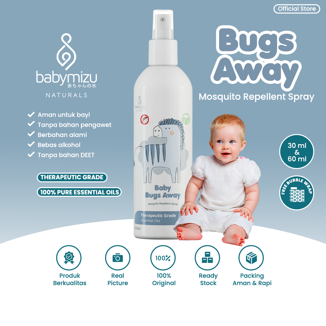 BABYMIZU Bugs Away - Spray Anti Nyamuk Bayi Natural No Alcohol No DEET (60 ml) - 1