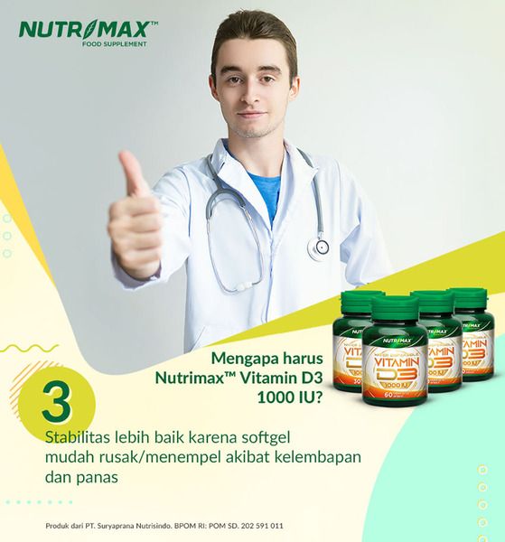 Nutrimax Vitamin Vit D3 1000 IU Kesehatan Tulang Gigi Imunitas Osteoporosis Autoimun - 4