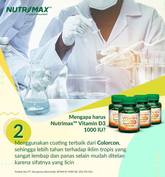 Nutrimax Vitamin Vit D3 1000 IU Kesehatan Tulang Gigi Imunitas Osteoporosis Autoimun - 3