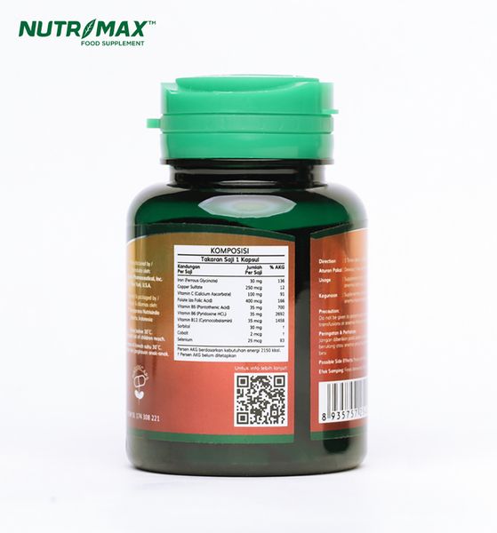 Nutrimax Vital Isi 30 Naturecaps untuk Mengobati Anemia atau Kekurangan Darah - 2