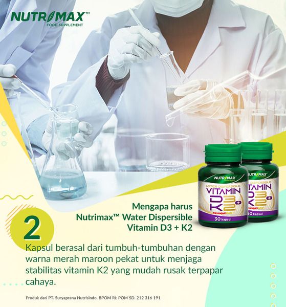 Nutrimax Water Dispersible Vitamin D3 + K2 Kalsium Calcium Kesehatan Tulang Osteoporosis Lansia - 3