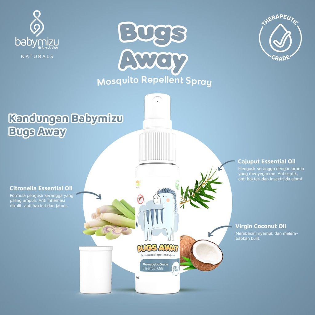 BABYMIZU Bugs Away - Spray Anti Nyamuk Bayi Natural No Alcohol No DEET (30 ml) - 2