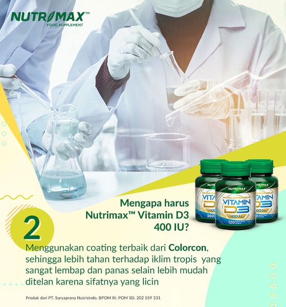 Nutrimax Vitamin Vit D3 400 IU Kesehatan Tulang Gigi Imunitas Osteoporosis Imun Tubuh - 3