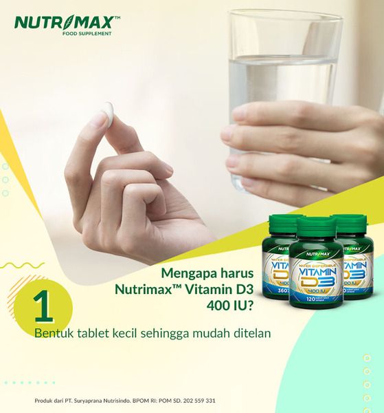 Nutrimax Vitamin Vit D3 400 IU Kesehatan Tulang Gigi Imunitas Osteoporosis Imun Tubuh - 2