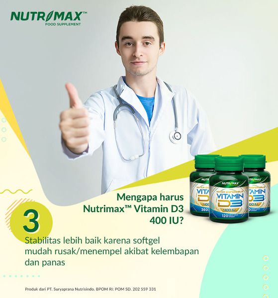 Nutrimax Vitamin Vit D3 400 IU Kesehatan Tulang Gigi Imunitas Osteoporosis Imun Tubuh - 4