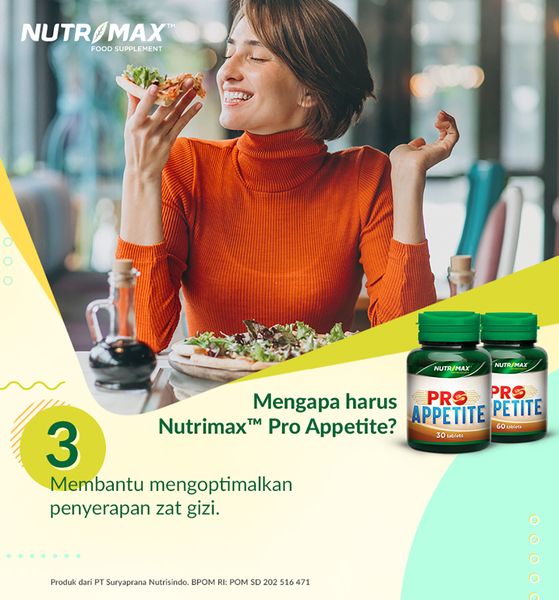 Nutrimax Pro Appetite Isi 30 Tablet Penambah Nafsu Napsu Makan Kesehatan Pencernaan Lambung - 5