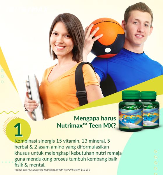 Nutrimax Teen MX Vitamin Mineral Asam Amino Penambah Tinggi pada Remaja Pubertas Vit D B Zinc DHA - 3