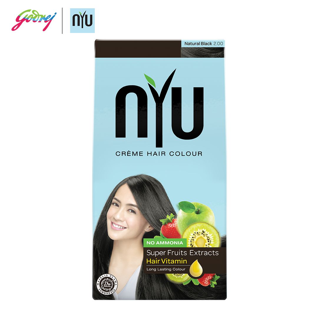 NYU Henna Shampoo Hair Colour Natural Black - Sampo Pewarna Rambut x4 - 2