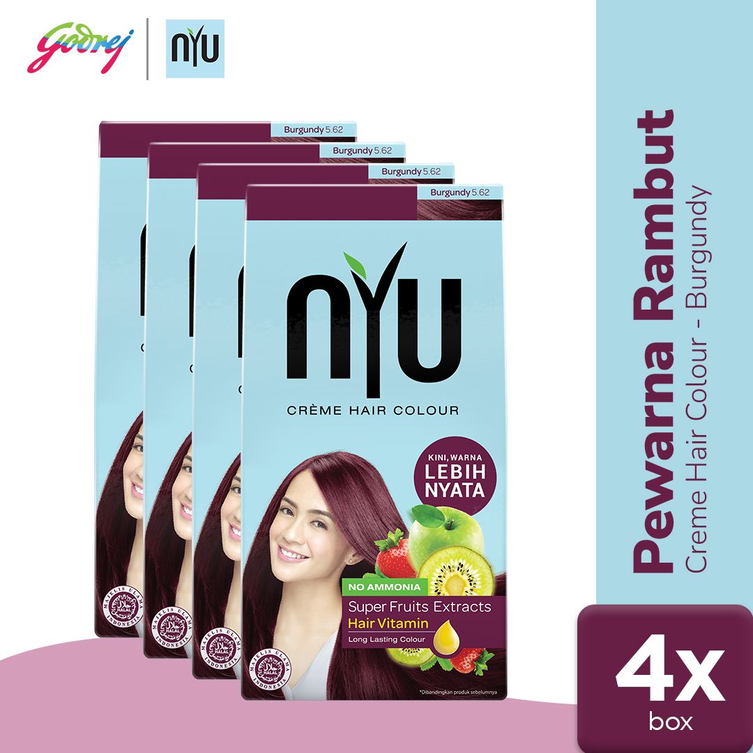 NYU Henna Shampoo Hair Colour Burgundy - Sampo Pewarna Rambut x4 - 1