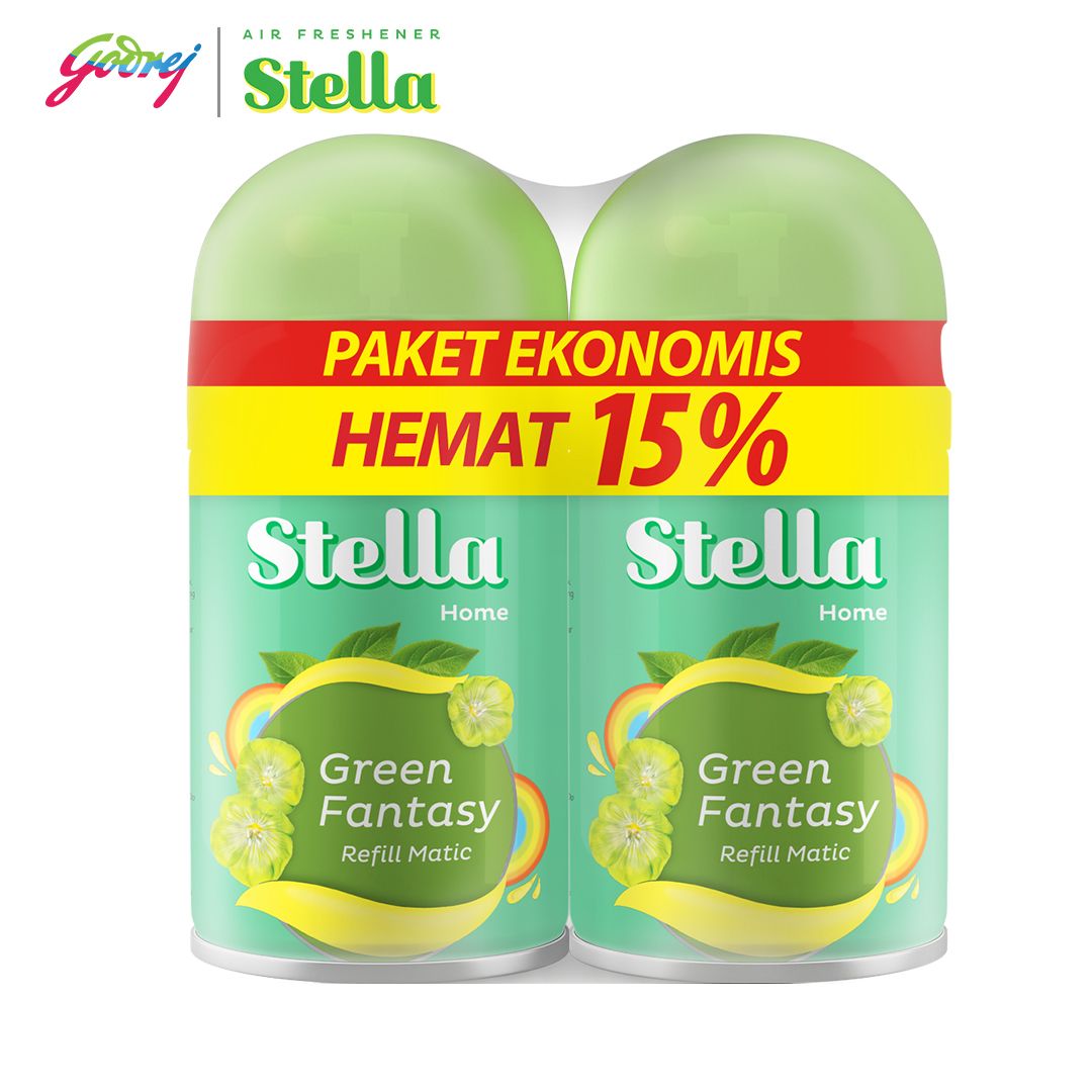 Stella Matic Refill Green Fantasy 2x225ml Multipack - Refill Pengharum Ruangan Otomatis x2 - 2