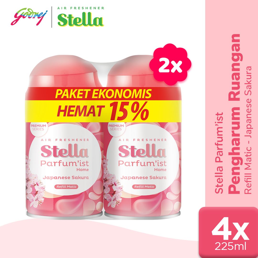 Stella Matic Parfumist Japanese Sakura Refill 2x225ml Multipack - Pengharum Ruangan Otomatis x2 - 1