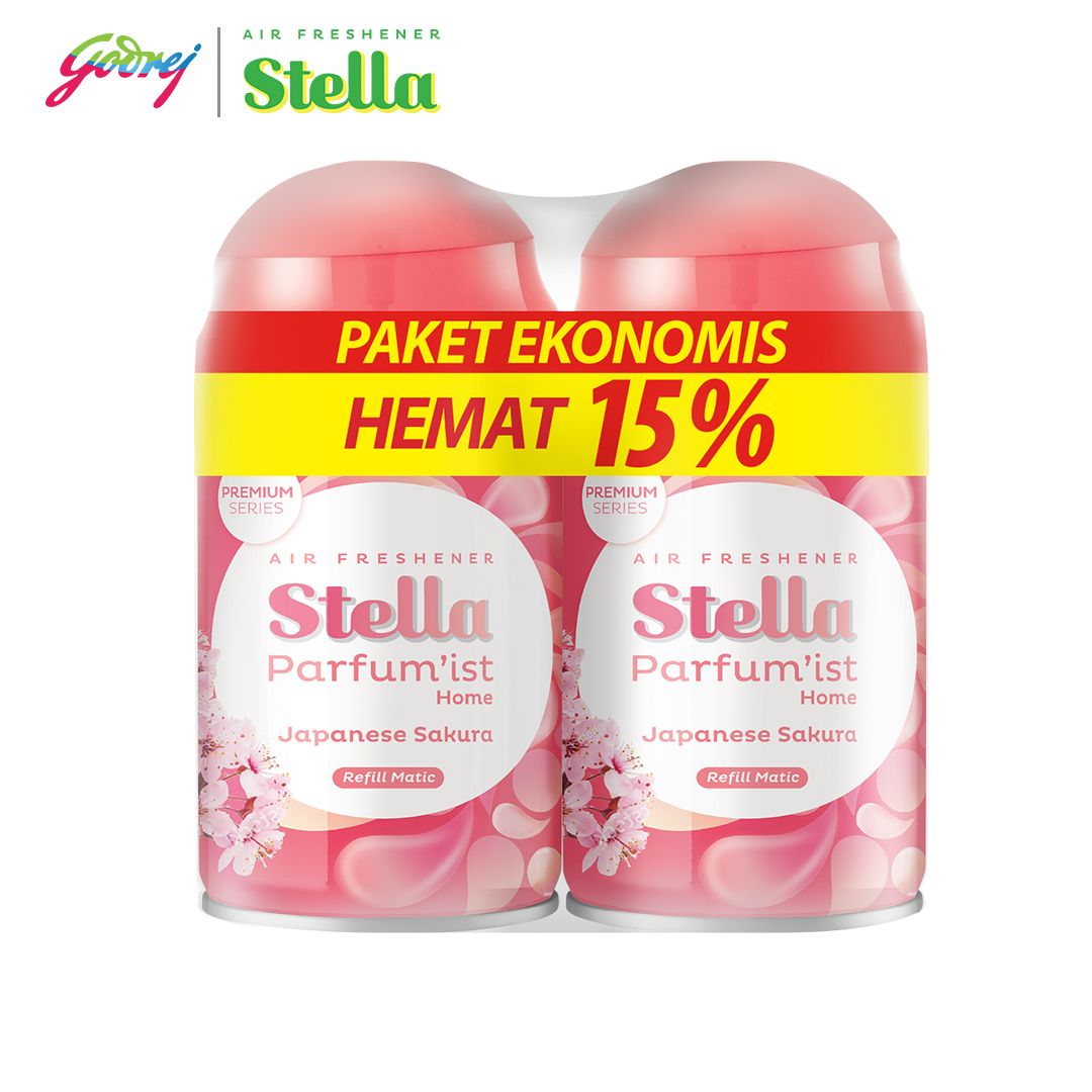 Stella Matic Parfumist Japanese Sakura Refill 2x225ml Multipack - Pengharum Ruangan Otomatis x2 - 2