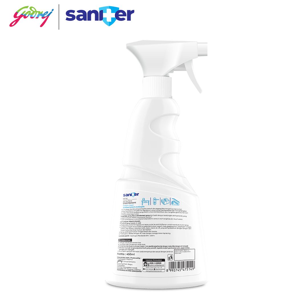 Saniter All Surface Bottle Spray 450 ml - Penyemprot Disinfektan - 3
