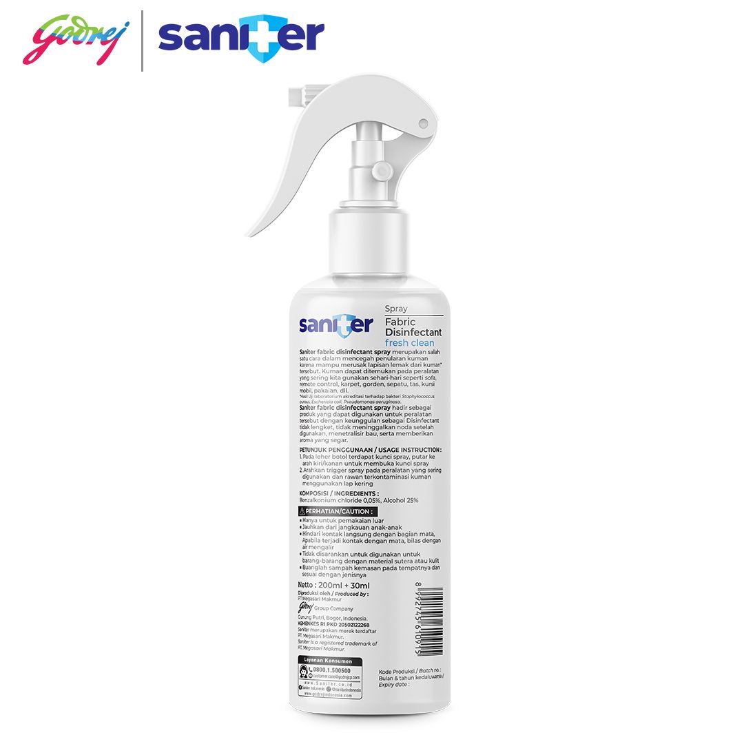 Saniter Fabric Disinfect Bottle 200+30 ml - Penyemprot Disinfektan - 3