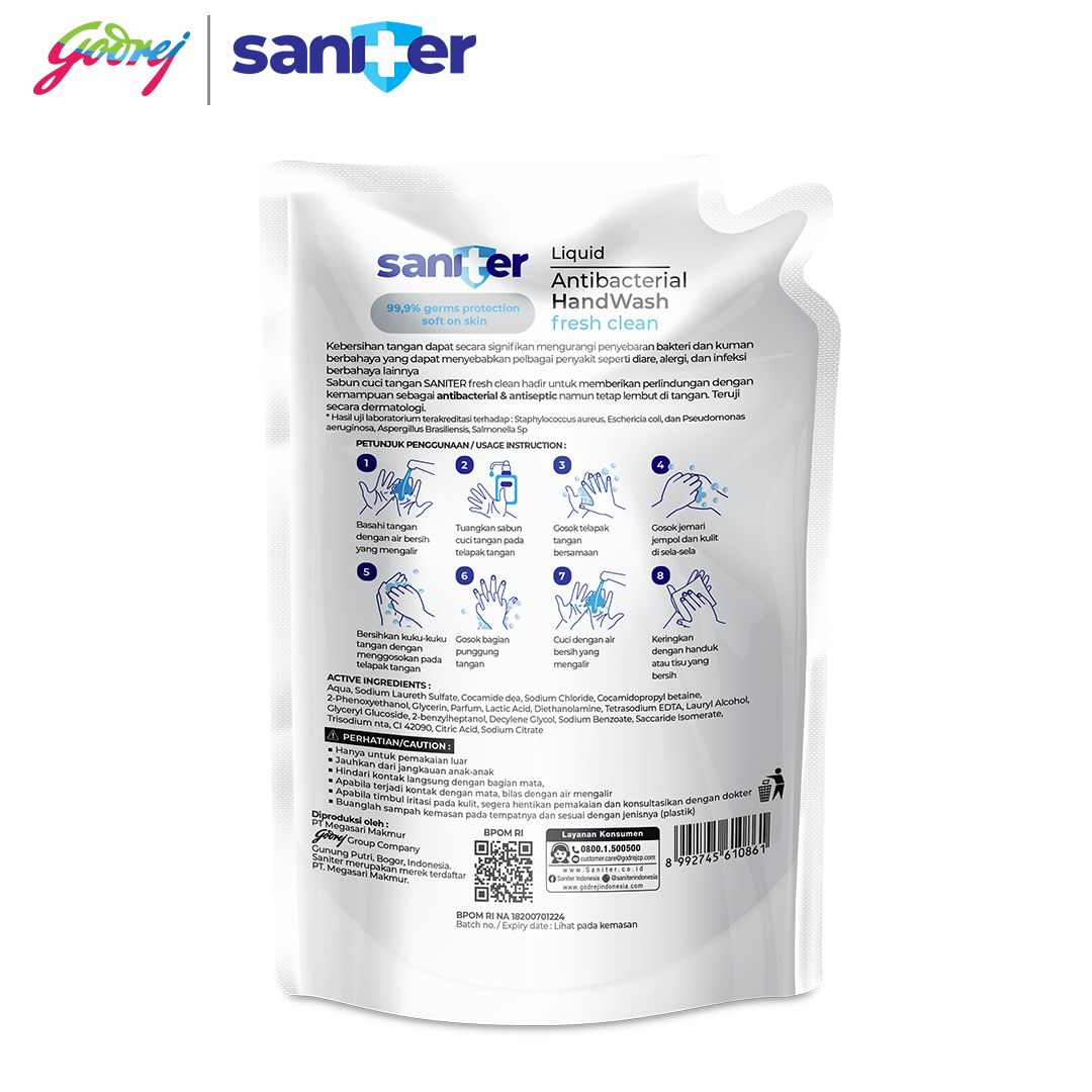 Saniter Handwash Pouch 200 ml - Sabun Cuci Tangan - 3
