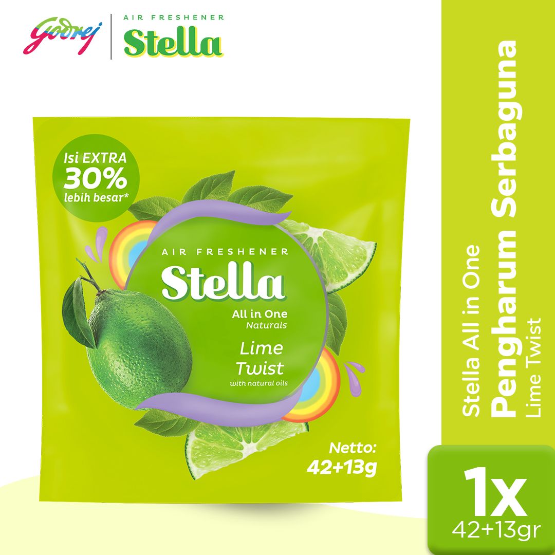 Stella All In One Lime Twist 42+13gr - Pengharum Ruangan - 1