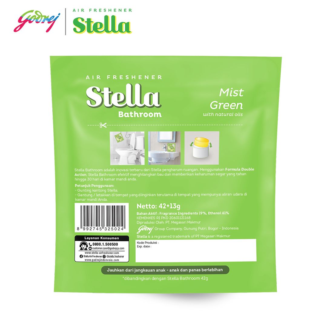 Stella Bathroom Mist Green 42+13gr - Pengharum Kamar Mandi - 3
