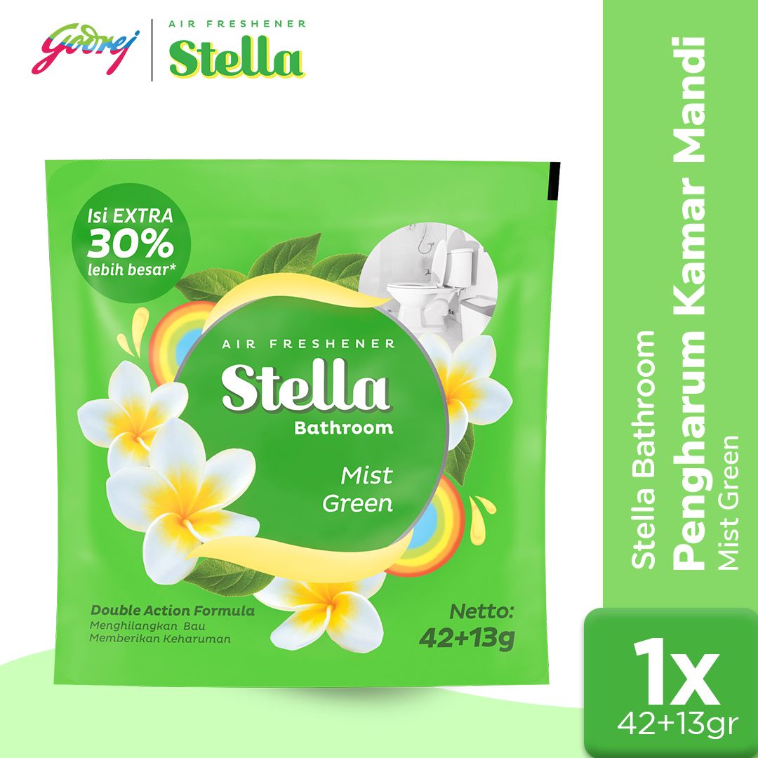 Stella Bathroom Mist Green 42+13gr - Pengharum Kamar Mandi - 1