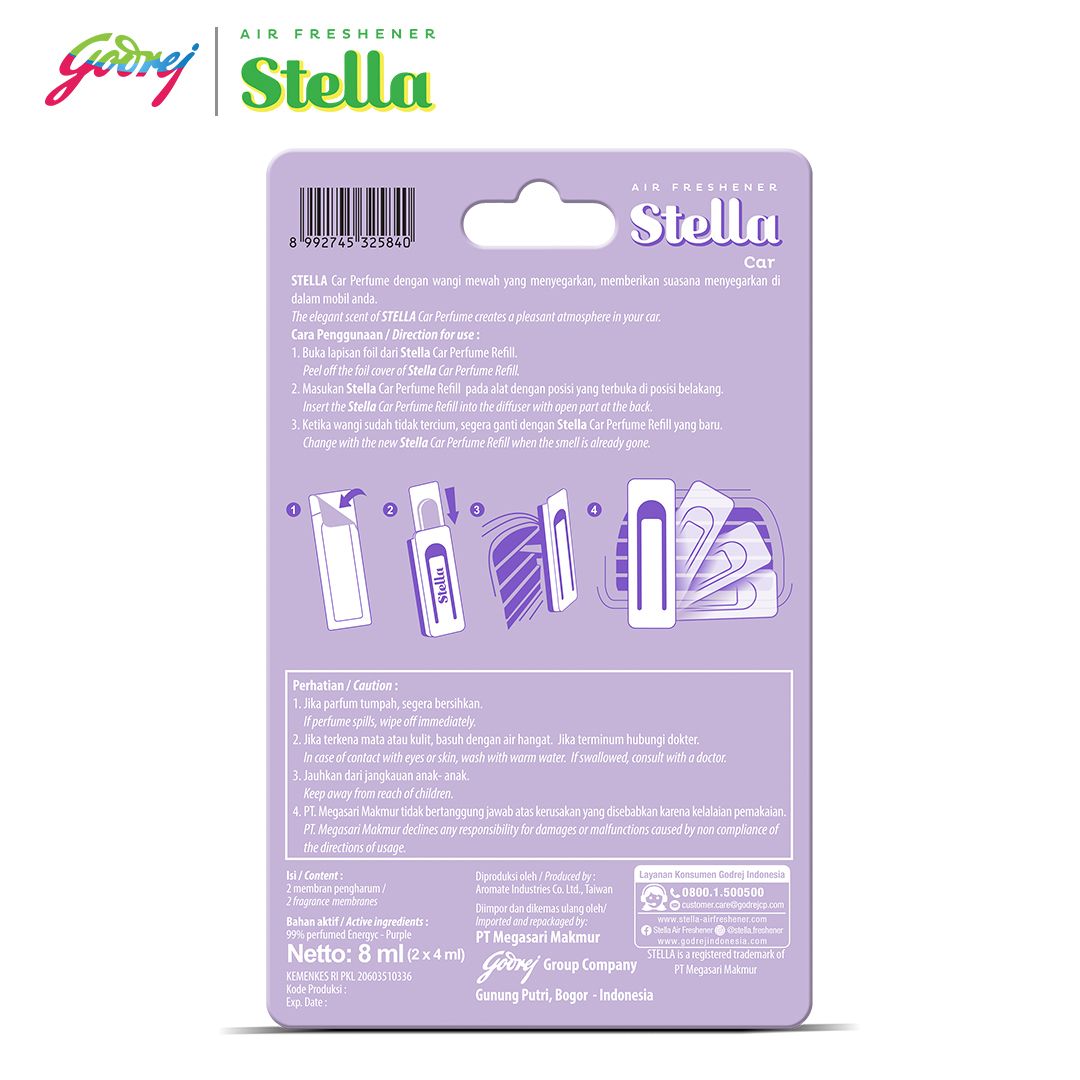 Stella Car Parfume Refill Energyc Purple 8ml - Pengharum Mobil - 3