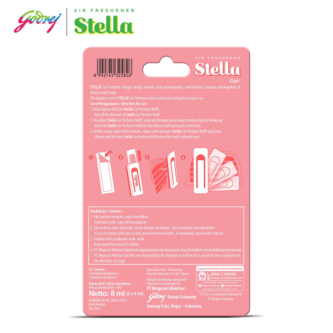 Stella Car Parfume Refill Shine Red 8ml - Pengharum Mobil - 3