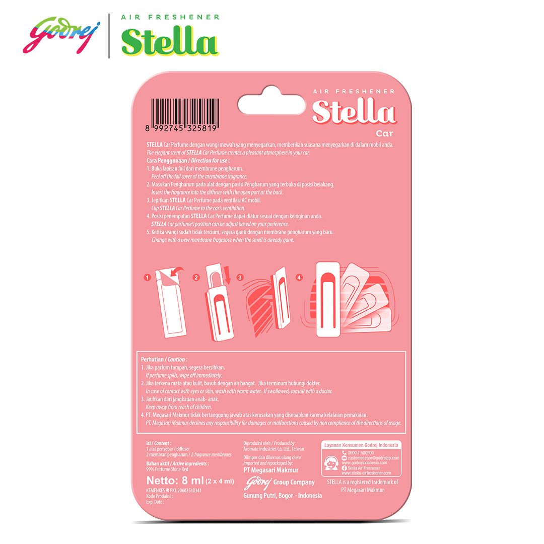 Stella Car Parfume Set Shine Red 8ml - Pengharum Mobil - 3
