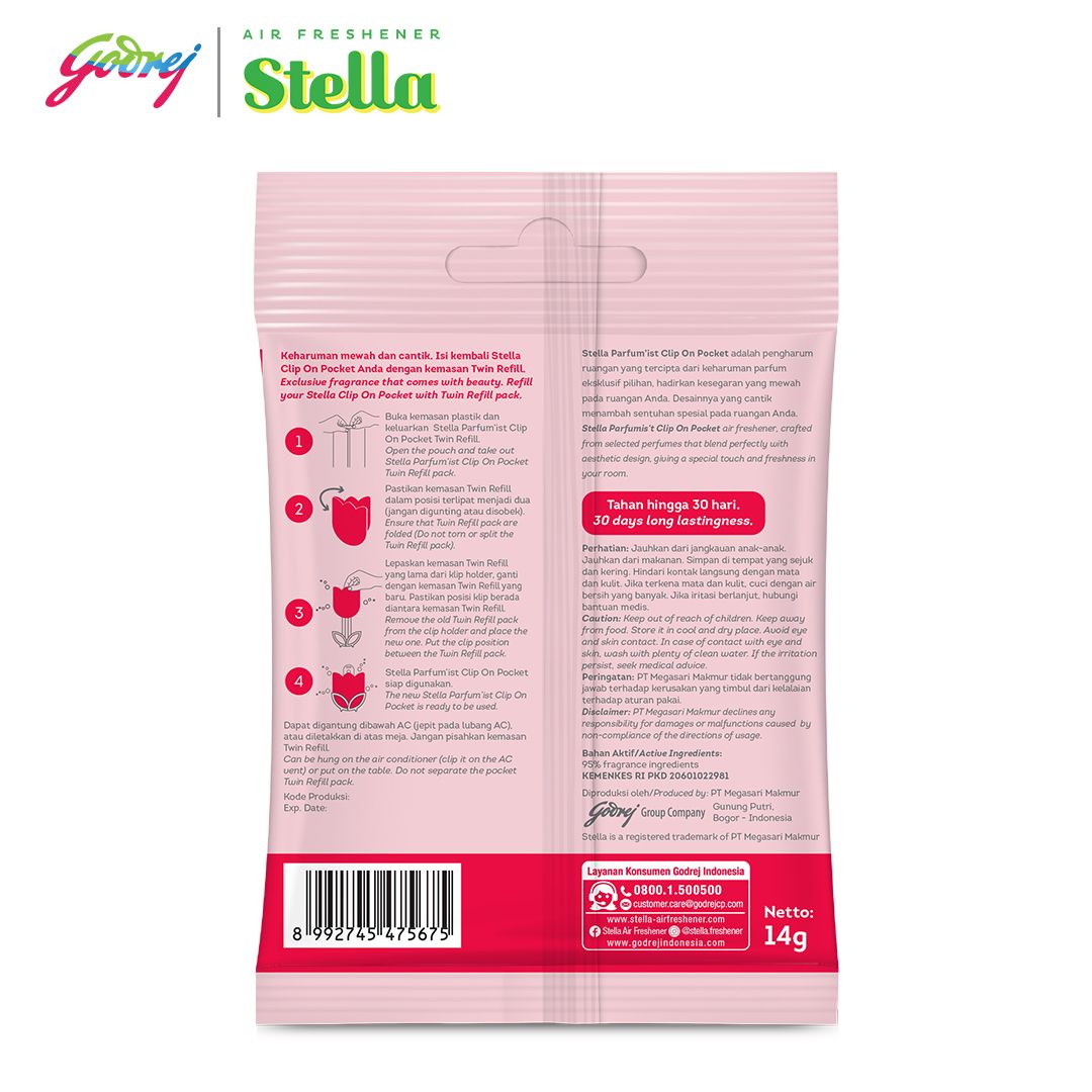 Stella Parfum'ist Clip On Pocket Refill Luxurious Flower Gardenia - Pengharum Ruangan - 3