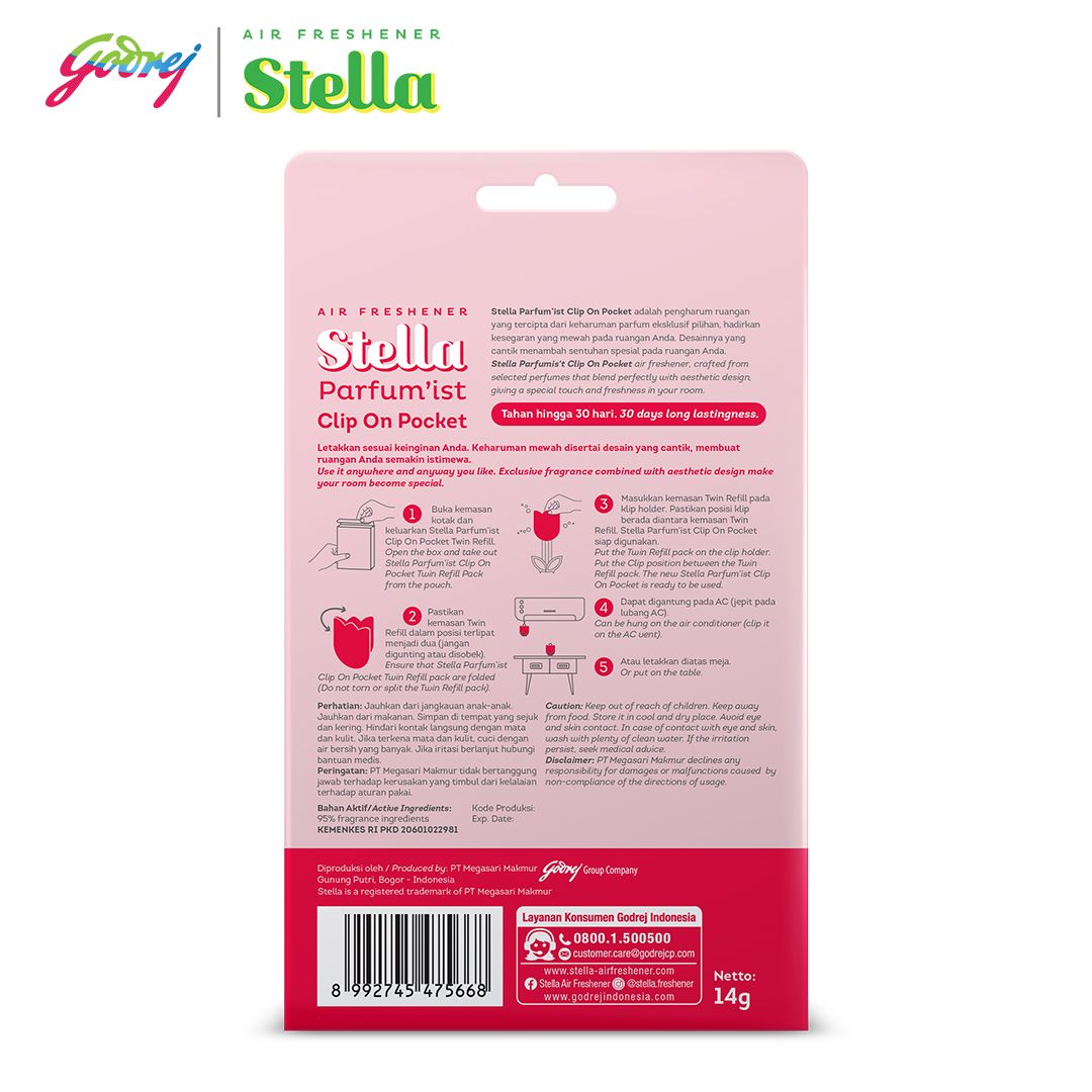 Stella Parfum'ist Clip On Pocket Set Luxurious Flower Gardenia - Pengharum Ruangan - 3