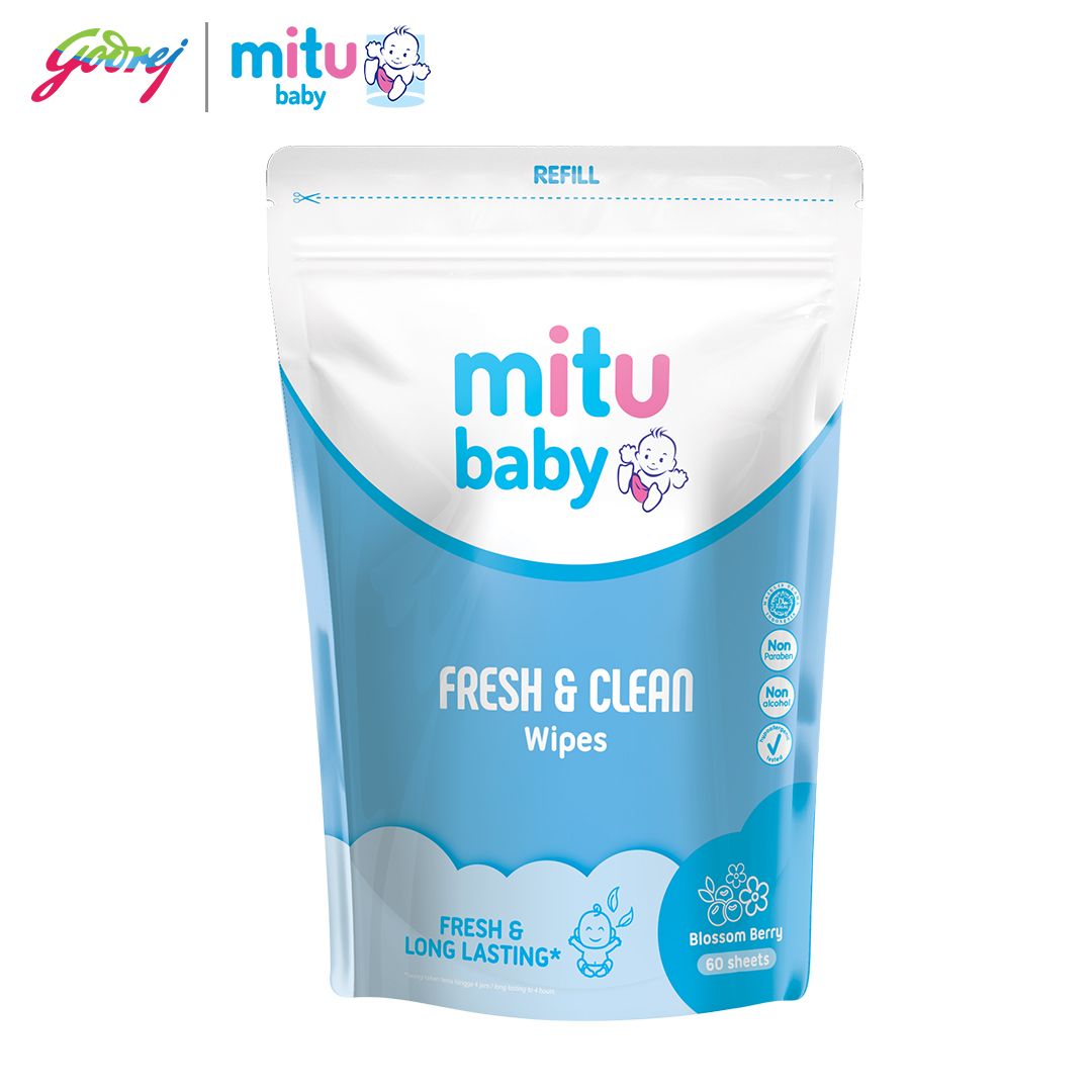 Mitu Baby Fresh & Clean Wipes Blossom Berry Refill 60'S - Tisu Basah Bayi - 2