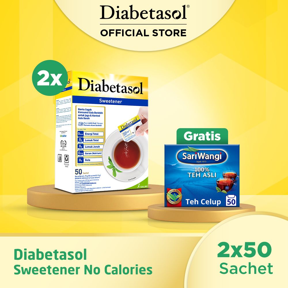 Buy 2 Diabetasol Sweetener No Calories 50x1.5g Free Sariwangi Teh Celup Hitam 50s - 1