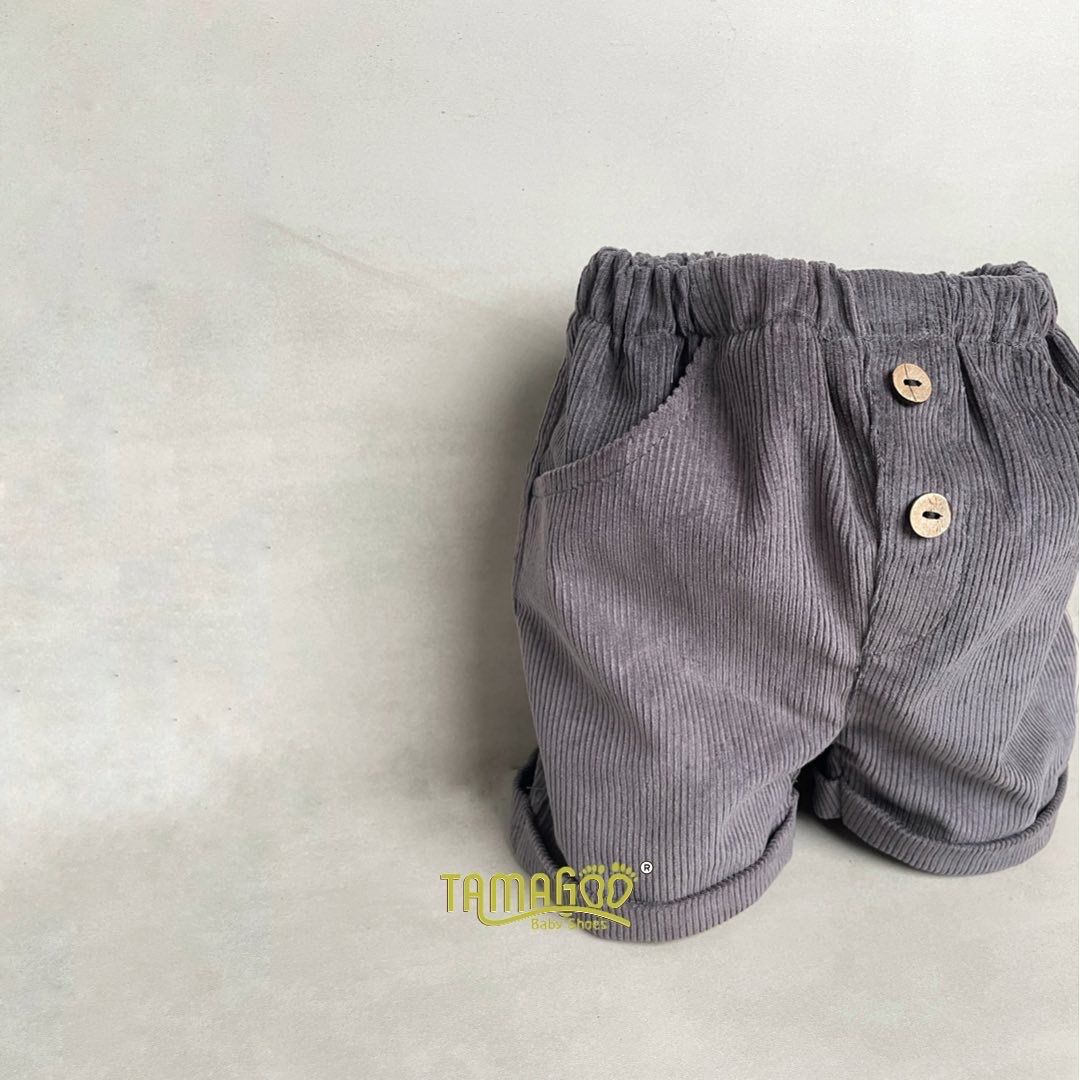Tamagoo Corduroy Celana Pendek Anak bahan Corduroy - Roy Corduroy Grey Short Pants Lembut - 1