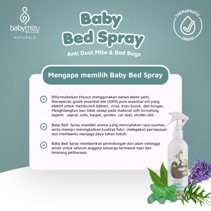 BABYMIZU Hygiene Travel Kit Naturals - Bed Linen Spray + Baby Sanitizer + Baby Bed spray - 4