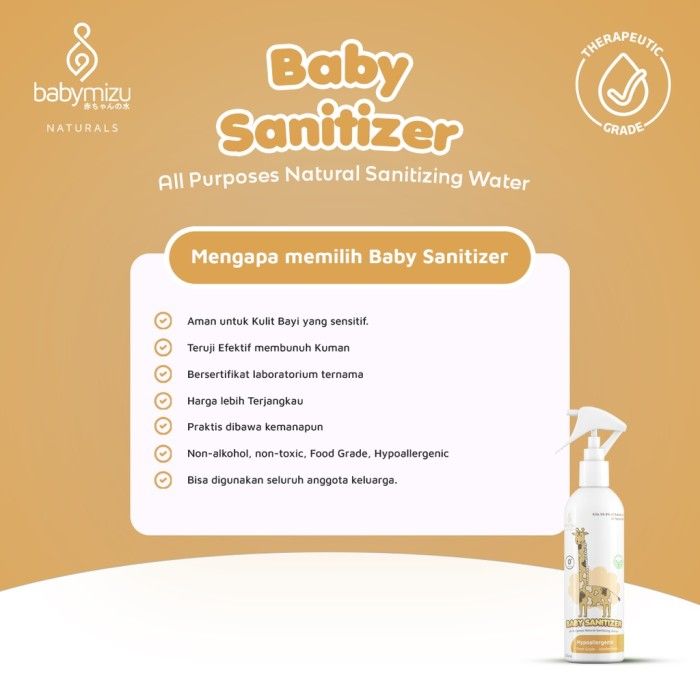 BABYMIZU Hygiene Travel Kit Naturals - Bed Linen Spray + Baby Sanitizer + Baby Bed spray - 2