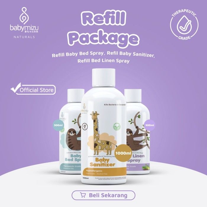 BABYMIZU Refill Package Hygiene Series - Baby Sanitizer + Bed Linen Spray + Baby Bed Spray - 1