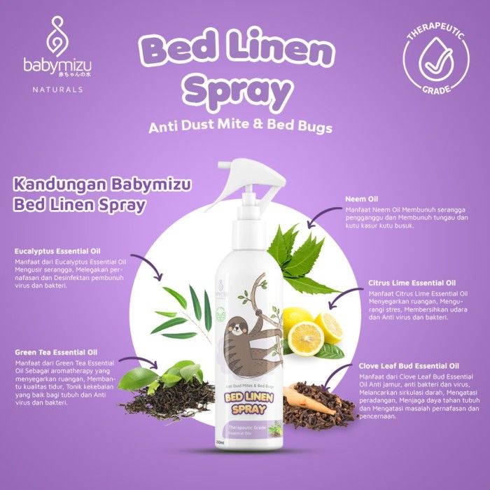 BABYMIZU Hygiene Series - Baby Sanitizer + Baby Bed Spray + Bed Linen Spray (250 ml) - 3