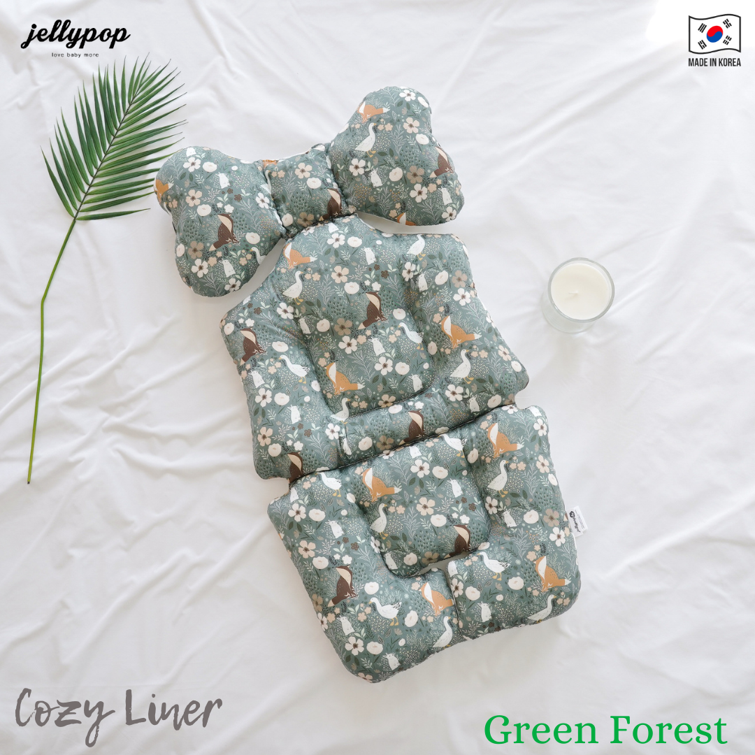 Jellypop Cozy Liner Green Forest - Alas Stroller anak - 4