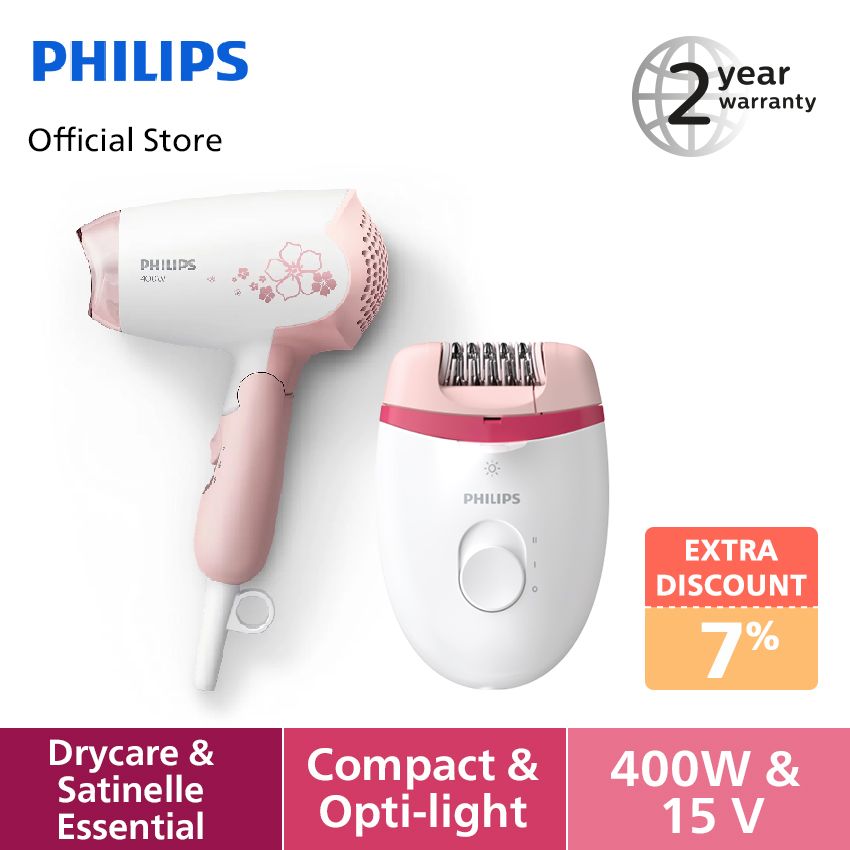 Philips Pink Set (Epilator BRE255/00 + Hair Dryer HP8108/02) - 1