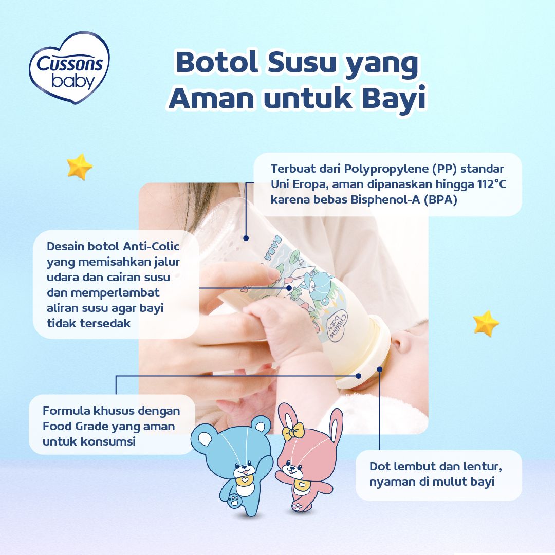 Cussons Baby Milk Bottle PP Anti Colic - Botol Susu - Dot Bayi 60ml - 3