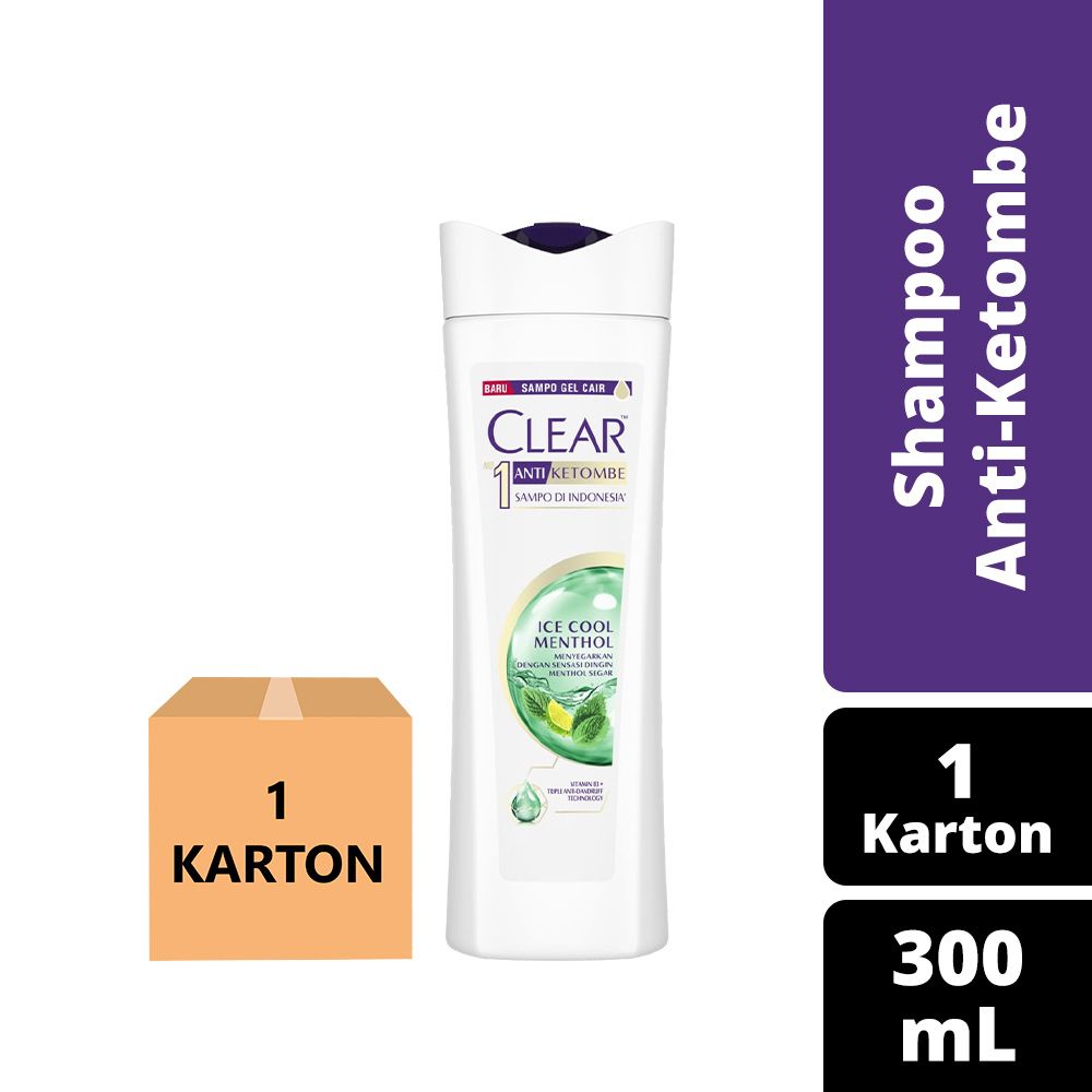 Clear Shampoo Anti Ketombe Ice Cool Menthol 300Ml - 1 Karton - 1