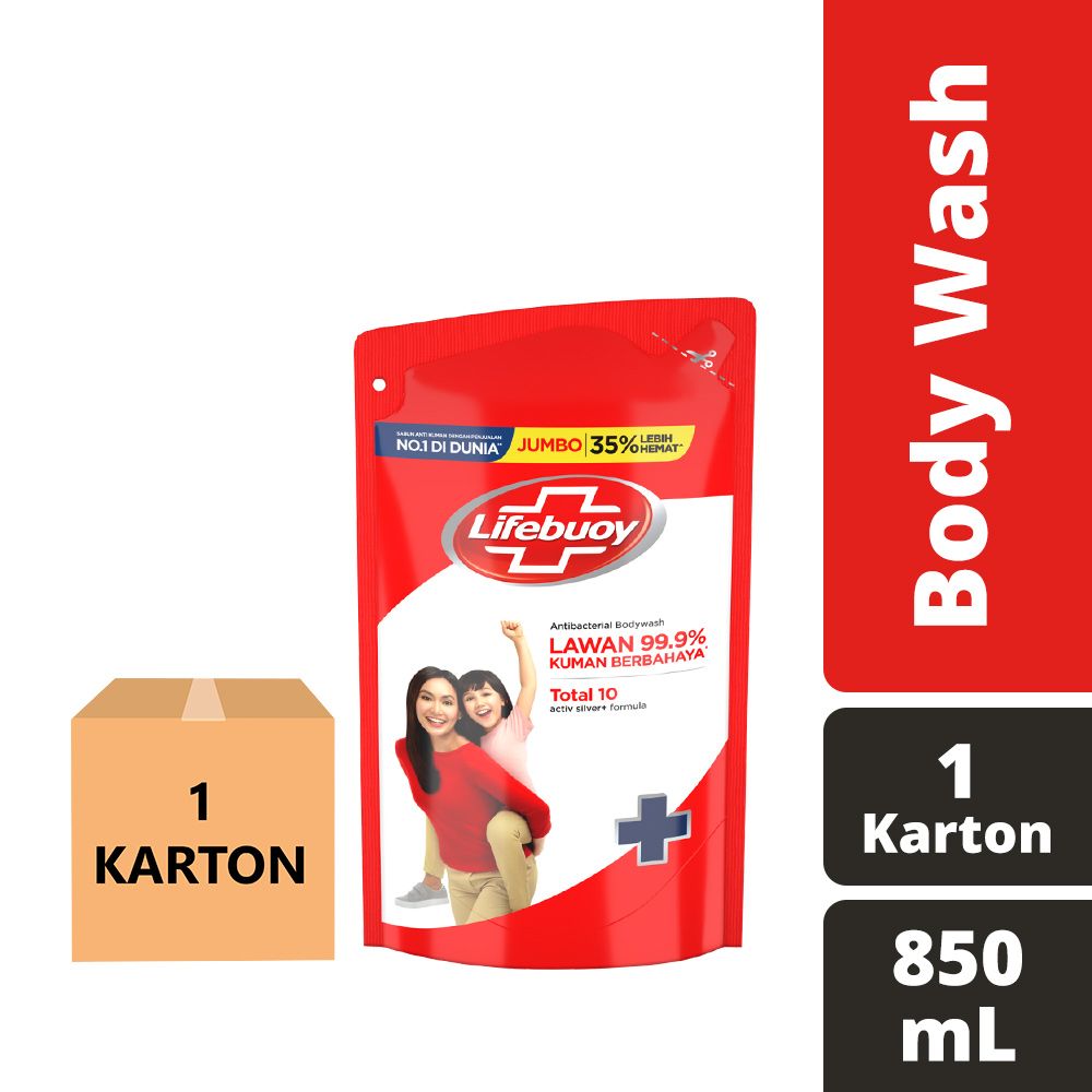 Lifebuoy Body Wash Sabun Mandi Cair Refill Total 10 850Ml - 1 Karton - 1