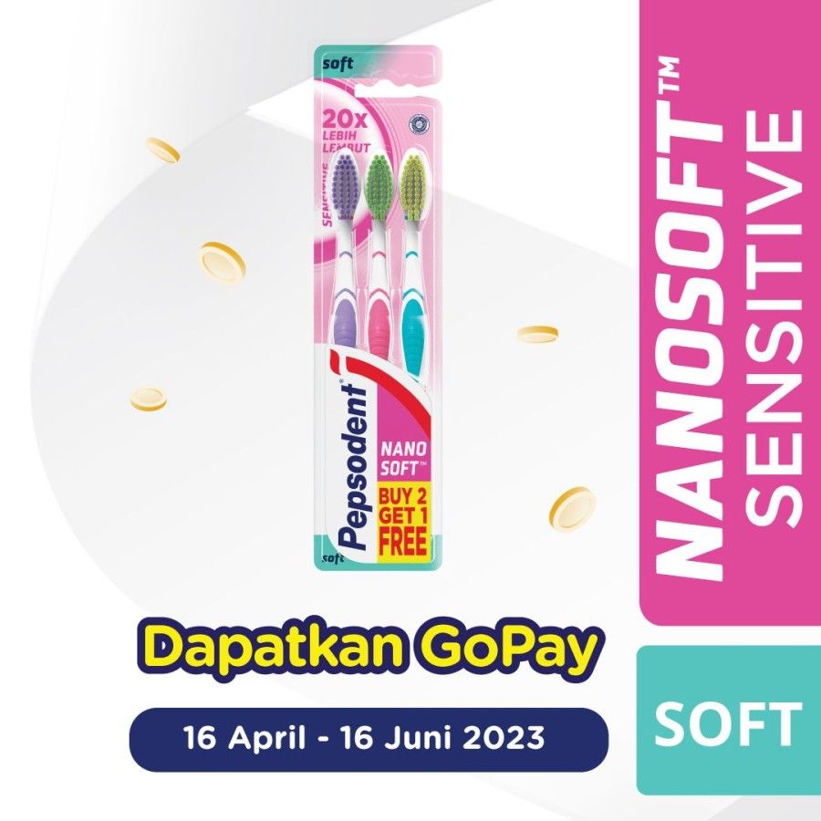 Pepsodent Toothbrush Sikat Gigi Double Care Sensitive Soft 3Pc - 1 Karton - 2