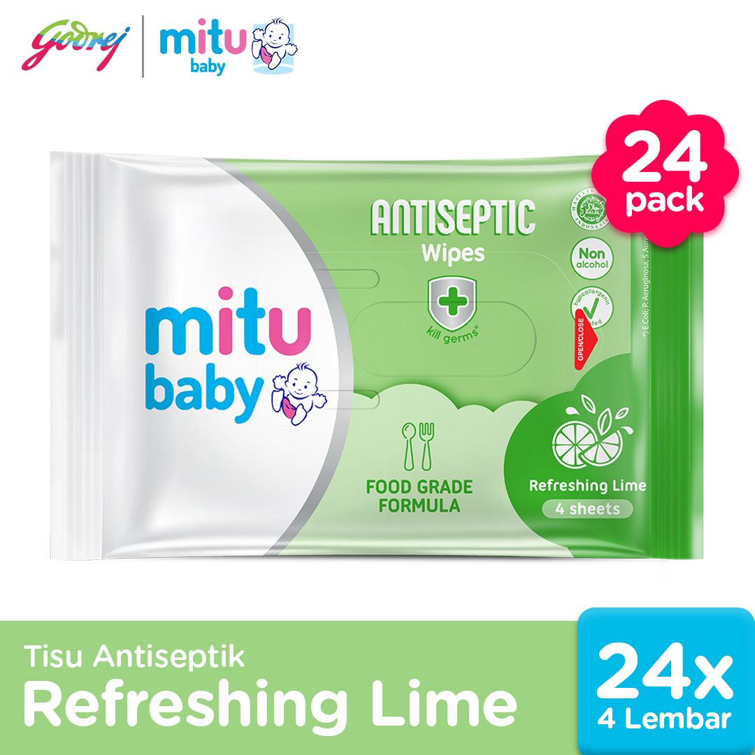 Mitu Baby Tissue Antiseptic Refreshing - 4s - Tisu Basah Bayi x24 - 1