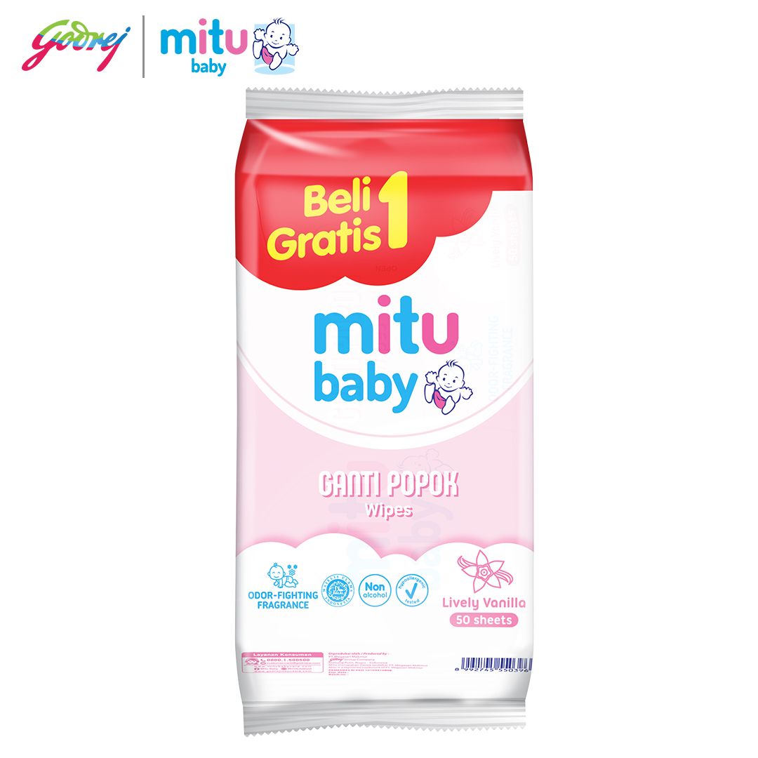 Mitu Baby Tisu Basah Ganti Popok Lively Vanilla 50'S Beli 1 Gratis 1 - Tisu Basah Bayi x2 - 2