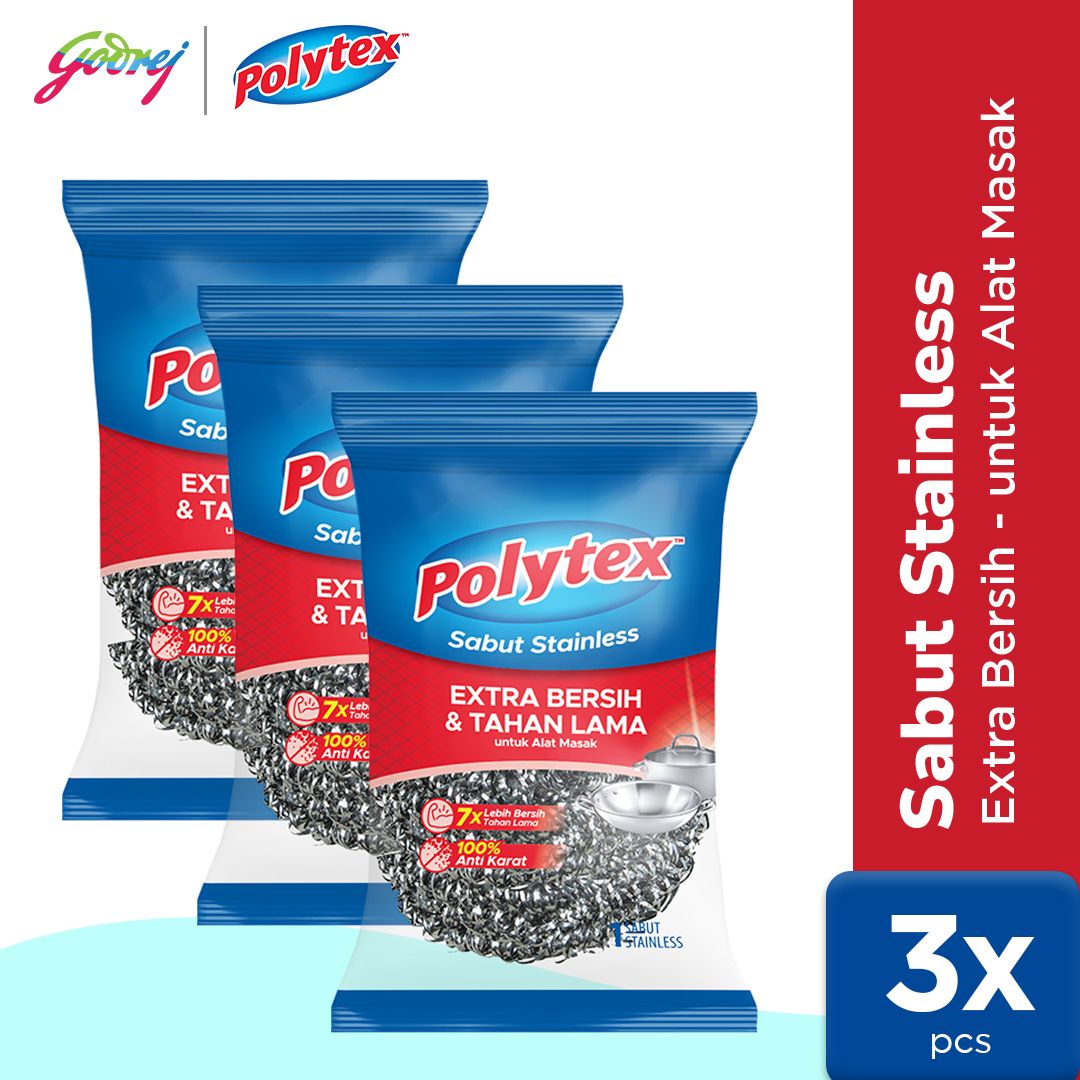 Polytex Sabut Stainless Extra Bersih & Tahan Lama x3 - 1