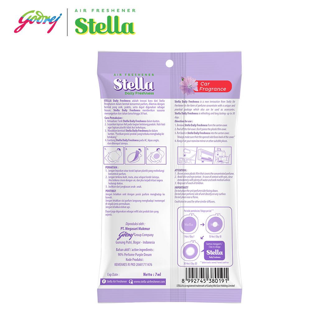 Stella Daily Freshness Car Purple Dream 7ml - Pengharum Mobil x2 - 3