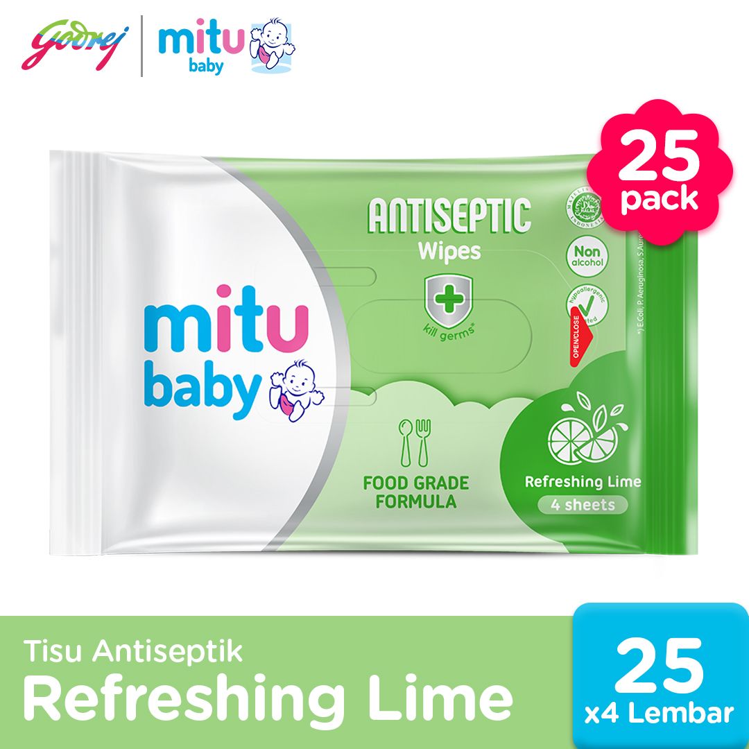 Mitu Baby Tissue Antiseptic Refreshing - 4s - Tisu Basah Bayi x25 - 1